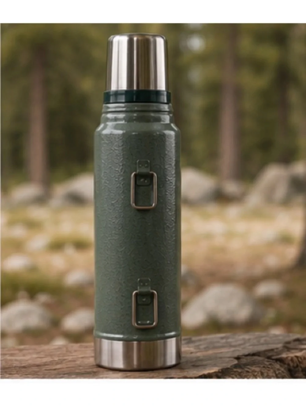 Stanley Classic Green Hammertone Vacuum Bottle 1.1 Qt Thermos Complete